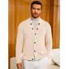 imageRuncati Mens Cardigan Sweater Casual V Neck Button Down Cardigan Ribbed Knitted Winter Chunky Sweaters with PocketsApricot
