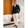 imageRuncati Mens Cardigan Sweater Casual V Neck Button Down Cardigan Ribbed Knitted Winter Chunky Sweaters with PocketsBlack