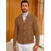 imageRuncati Mens Cardigan Sweater Casual V Neck Button Down Cardigan Ribbed Knitted Winter Chunky Sweaters with PocketsBrown