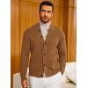 imageRuncati Mens Cardigan Sweater Casual V Neck Button Down Cardigan Ribbed Knitted Winter Chunky Sweaters with PocketsBrown