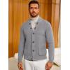 imageRuncati Mens Cardigan Sweater Casual V Neck Button Down Cardigan Ribbed Knitted Winter Chunky Sweaters with PocketsGray