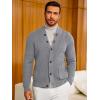 imageRuncati Mens Cardigan Sweater Casual V Neck Button Down Cardigan Ribbed Knitted Winter Chunky Sweaters with PocketsGray