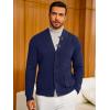 imageRuncati Mens Cardigan Sweater Casual V Neck Button Down Cardigan Ribbed Knitted Winter Chunky Sweaters with PocketsNavy