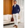 imageRuncati Mens Cardigan Sweater Casual V Neck Button Down Cardigan Ribbed Knitted Winter Chunky Sweaters with PocketsNavy