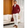 imageRuncati Mens Cardigan Sweater Casual V Neck Button Down Cardigan Ribbed Knitted Winter Chunky Sweaters with PocketsWine Red