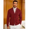 imageRuncati Mens Cardigan Sweater Casual V Neck Button Down Cardigan Ribbed Knitted Winter Chunky Sweaters with PocketsWine Red