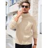 imageRuncati Mens Chunky Turtleneck Sweaters Cable Knitted Casual Slim Fit Fall Winter Warm Pullover SweaterBeige