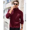 imageRuncati Mens Chunky Turtleneck Sweaters Cable Knitted Casual Slim Fit Fall Winter Warm Pullover SweaterWine Red