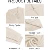 imageRuncati Mens Full Zip Cardigan Sweater Casual Mock Neck Cable Knitted Winter Chunky SweatersBeige