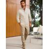 imageRuncati Mens Full Zip Cardigan Sweater Casual Mock Neck Cable Knitted Winter Chunky SweatersBeige