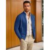 imageRuncati Mens Full Zip Cardigan Sweater Casual Mock Neck Cable Knitted Winter Chunky SweatersBlue