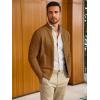 imageRuncati Mens Full Zip Cardigan Sweater Casual Mock Neck Cable Knitted Winter Chunky SweatersBrown