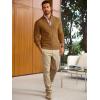 imageRuncati Mens Full Zip Cardigan Sweater Casual Mock Neck Cable Knitted Winter Chunky SweatersBrown