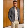 imageRuncati Mens Full Zip Cardigan Sweater Casual Mock Neck Cable Knitted Winter Chunky SweatersDark Gray