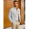 imageRuncati Mens Full Zip Cardigan Sweater Casual Mock Neck Cable Knitted Winter Chunky SweatersLight Gray