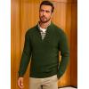 imageRuncati Mens Quarter Zip Pullover Sweater Casual Mock Neck Slim Fit Checkered Knitted Polo SweatersArmy Green