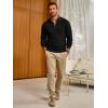 imageRuncati Mens Quarter Zip Pullover Sweater Casual Mock Neck Slim Fit Checkered Knitted Polo SweatersBlack