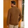 imageRuncati Mens Quarter Zip Pullover Sweater Casual Mock Neck Slim Fit Checkered Knitted Polo SweatersBrown