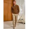 imageRuncati Mens Quarter Zip Pullover Sweater Casual Mock Neck Slim Fit Checkered Knitted Polo SweatersBrown