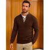 imageRuncati Mens Quarter Zip Pullover Sweater Casual Mock Neck Slim Fit Checkered Knitted Polo SweatersCoffee