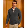 imageRuncati Mens Quarter Zip Pullover Sweater Casual Mock Neck Slim Fit Checkered Knitted Polo SweatersDark Grey