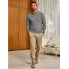imageRuncati Mens Quarter Zip Pullover Sweater Casual Mock Neck Slim Fit Checkered Knitted Polo SweatersGrey