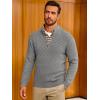 imageRuncati Mens Quarter Zip Pullover Sweater Casual Mock Neck Slim Fit Checkered Knitted Polo SweatersGrey