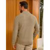 imageRuncati Mens Quarter Zip Pullover Sweater Casual Mock Neck Slim Fit Checkered Knitted Polo SweatersKhaki
