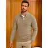 imageRuncati Mens Quarter Zip Pullover Sweater Casual Mock Neck Slim Fit Checkered Knitted Polo SweatersKhaki