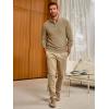 imageRuncati Mens Quarter Zip Pullover Sweater Casual Mock Neck Slim Fit Checkered Knitted Polo SweatersKhaki