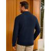 imageRuncati Mens Quarter Zip Pullover Sweater Casual Mock Neck Slim Fit Checkered Knitted Polo SweatersNavy Blue