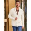 imageRuncati Mens Shawl Collar Cardigan Sweater Cable Knitted Button Down Sweaters Chunky Fall Winter OutwearBeige