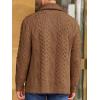 imageRuncati Mens Shawl Collar Cardigan Sweater Cable Knitted Button Down Sweaters Chunky Fall Winter OutwearBrown