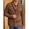 imageRuncati Mens Shawl Collar Cardigan Sweater Cable Knitted Button Down Sweaters Chunky Fall Winter OutwearBrown