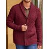 imageRuncati Mens Shawl Collar Cardigan Sweater Cable Knitted Button Down Sweaters Chunky Fall Winter OutwearBurgundy