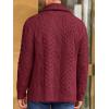 imageRuncati Mens Shawl Collar Cardigan Sweater Cable Knitted Button Down Sweaters Chunky Fall Winter OutwearBurgundy