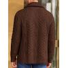 imageRuncati Mens Shawl Collar Cardigan Sweater Cable Knitted Button Down Sweaters Chunky Fall Winter OutwearCoffee