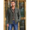 imageRuncati Mens Shawl Collar Cardigan Sweater Cable Knitted Button Down Sweaters Chunky Fall Winter OutwearDark Grey