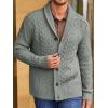 imageRuncati Mens Shawl Collar Cardigan Sweater Cable Knitted Button Down Sweaters Chunky Fall Winter OutwearGrey