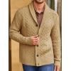 imageRuncati Mens Shawl Collar Cardigan Sweater Cable Knitted Button Down Sweaters Chunky Fall Winter OutwearKhaki
