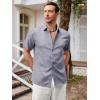 imageRuncati Mens Short Sleeve Linen Shirts Button Down Casual Texture Summer Beach Wedding TopsGray