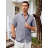 imageRuncati Mens Short Sleeve Linen Shirts Button Down Casual Texture Summer Beach Wedding TopsGray