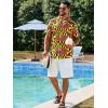 imageRuncati Mens Short Sleeve Shirts Button Down African Traditional Pattern Dashiki Shirt Casual Vintage Floral Hippie TopsYellow Green
