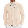imageRuncati Mens Cardigan Sweater Casual V Neck Button Down Cardigan Ribbed Knitted Winter Chunky Sweaters with PocketsApricot