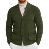 imageRuncati Mens Cardigan Sweater Casual V Neck Button Down Cardigan Ribbed Knitted Winter Chunky Sweaters with PocketsArmy Green