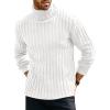imageRuncati Mens Chunky Turtleneck Sweaters Cable Knitted Casual Slim Fit Fall Winter Warm Pullover SweaterWhite