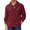 imageRuncati Mens Shawl Collar Cardigan Sweater Cable Knitted Button Down Sweaters Chunky Fall Winter OutwearBurgundy