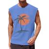 imageRuncati Mens Sleeveless Tank Tops Workout Gym Muscle Shirts Palm Tree Vintage Hawaiian Summer Beach T ShirtsLight Blue