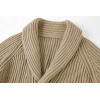 imageRuncati Mens Shawl Collar Cardigan Sweaters Button Down Open Front Knitwear Cable Knitted Ribbed Jackets OutwearKhaki