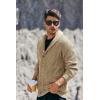 imageRuncati Mens Shawl Collar Cardigan Sweaters Button Down Open Front Knitwear Cable Knitted Ribbed Jackets OutwearKhaki